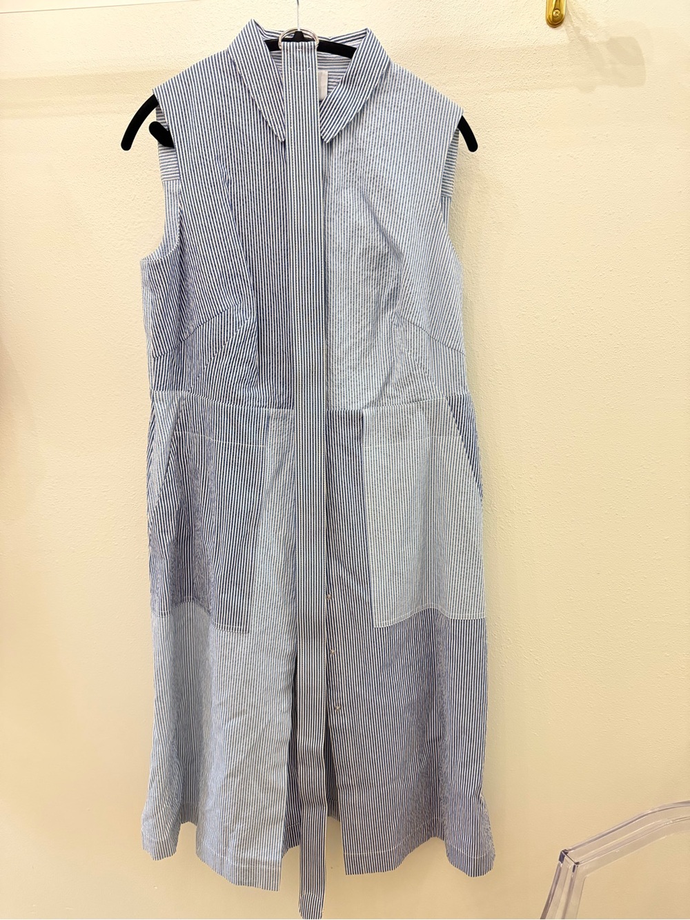 Akris Punto Cotton Seersucker Colorblock MIDI Dress - Picture 6 of 6